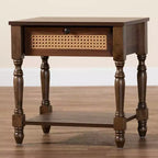 Table de chevet Roden de Baxton Studio avec rotin, brun foncé