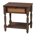 Table de chevet Roden de Baxton Studio avec rotin, brun foncé