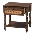 Table de chevet Roden de Baxton Studio avec rotin, brun foncé