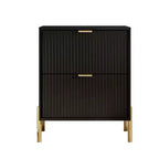 Festivo 2 Drawer Nightstand Black: Scandinavian Modern Style, MDF Construction, Includes Anti-Tip Hardware