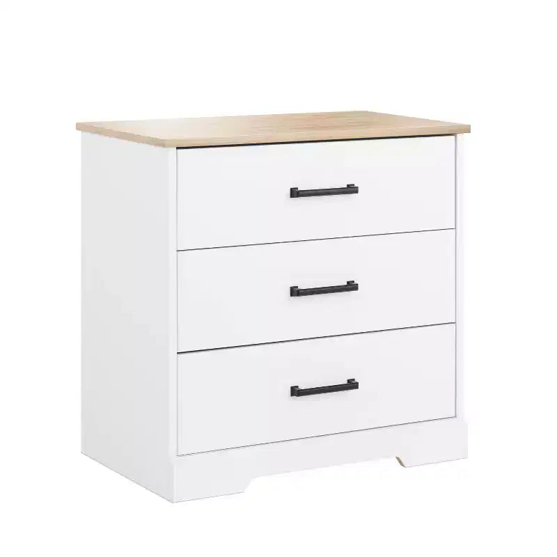 Table de chevet rustique à 3 tiroirs Prepac Rustic Ridge Blanc/Chêne
