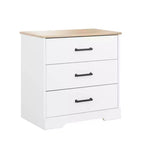 Table de chevet rustique à 3 tiroirs Prepac Rustic Ridge Blanc/Chêne