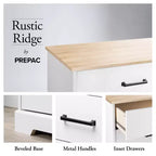 Table de chevet rustique à 3 tiroirs Prepac Rustic Ridge Blanc/Chêne