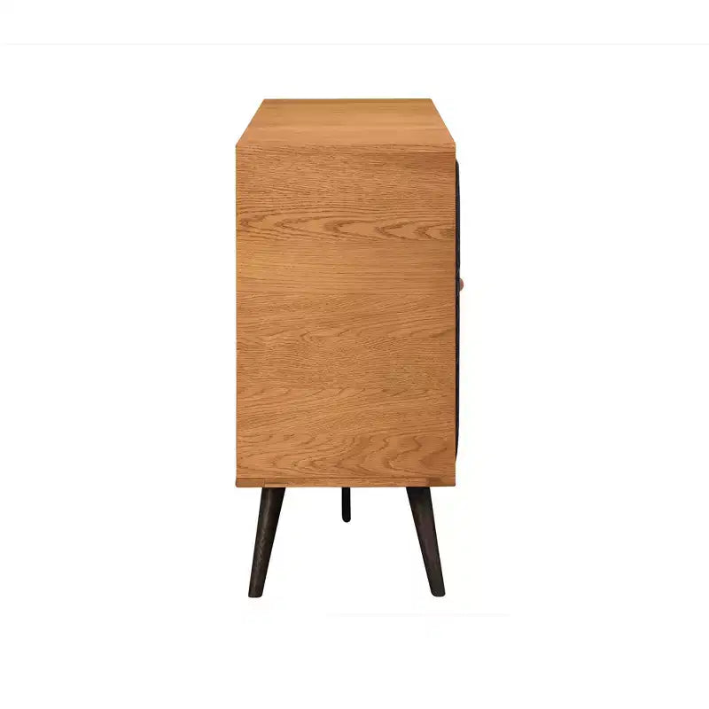 Commode Coco Chêne rustique/Brun - Armen Living : Rangement moderne, Détail en similicuir, Fermeture douce