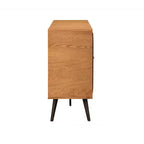 Commode Coco Chêne rustique/Brun - Armen Living : Rangement moderne, Détail en similicuir, Fermeture douce