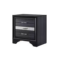 26" Naima Nightstand Black - Acme Furniture: Contemporary 3-Drawer Bedside Table, Crystal Inserts