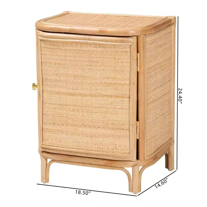 bali & pari Kiara Table de chevet en rotin naturel Naturel