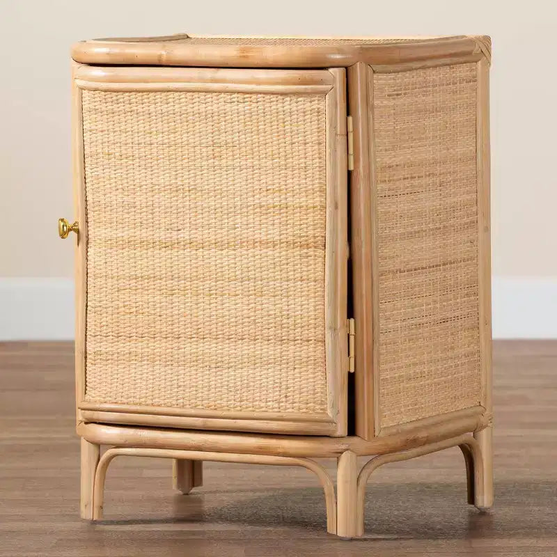 bali & pari Kiara Table de chevet en rotin naturel Naturel
