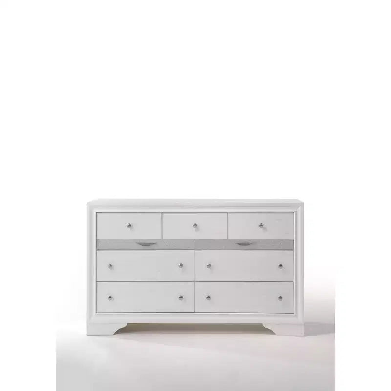Acme Furniture 63" Naima Dresser White: Wood Frame, Metal Glides, 9-Drawer Storage, No Assembly Required
