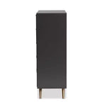 Commode Kelson Wood à 5 tiroirs gris foncé/doré - Baxton Studio : Rangement moderne pour chambre à coucher