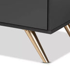 Commode Kelson Wood à 5 tiroirs gris foncé/doré - Baxton Studio : Rangement moderne pour chambre à coucher