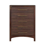 Commode à 5 tiroirs Melonnes Noyer - HOMES: Inside + Out : Rangement de chambre contemporain, hauteur 48 po
