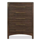 Commode à 5 tiroirs Melonnes Noyer - HOMES: Inside + Out : Rangement de chambre contemporain, hauteur 48 po