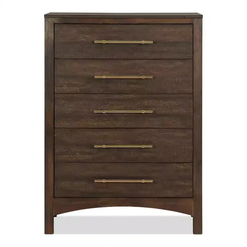 Commode à 5 tiroirs Melonnes Noyer - HOMES: Inside + Out : Rangement de chambre contemporain, hauteur 48 po