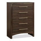 Commode à 5 tiroirs Melonnes Noyer - HOMES: Inside + Out : Rangement de chambre contemporain, hauteur 48 po