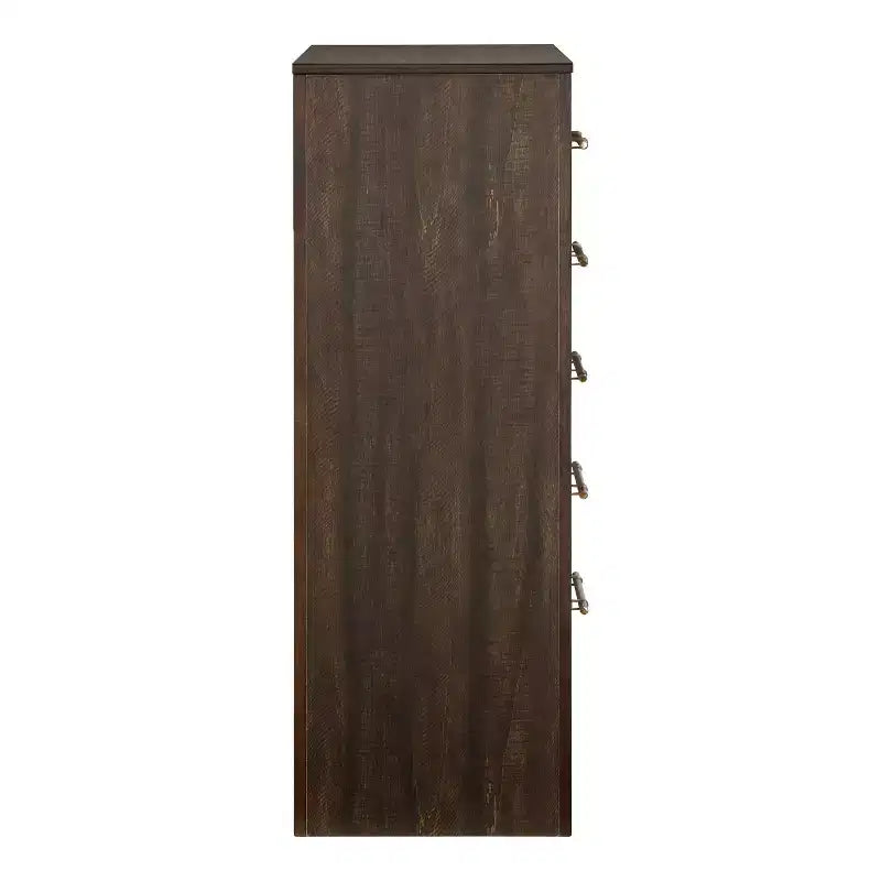 Commode à 5 tiroirs Melonnes Noyer - HOMES: Inside + Out : Rangement de chambre contemporain, hauteur 48 po