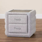 Table de chevet Baxton Studio Cadmus en tissu capitonné avec 2 tiroirs, gris clair