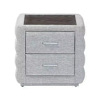 Table de chevet Baxton Studio Cadmus en tissu capitonné avec 2 tiroirs, gris clair