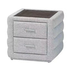 Table de chevet Baxton Studio Cadmus en tissu capitonné avec 2 tiroirs, gris clair