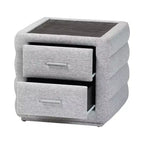 Table de chevet Baxton Studio Cadmus en tissu capitonné avec 2 tiroirs, gris clair