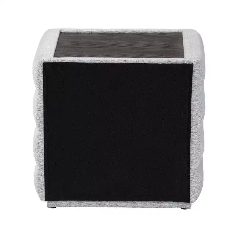 Table de chevet Baxton Studio Cadmus en tissu capitonné avec 2 tiroirs, gris clair
