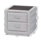 Table de chevet Baxton Studio Cadmus en tissu capitonné avec 2 tiroirs, gris clair
