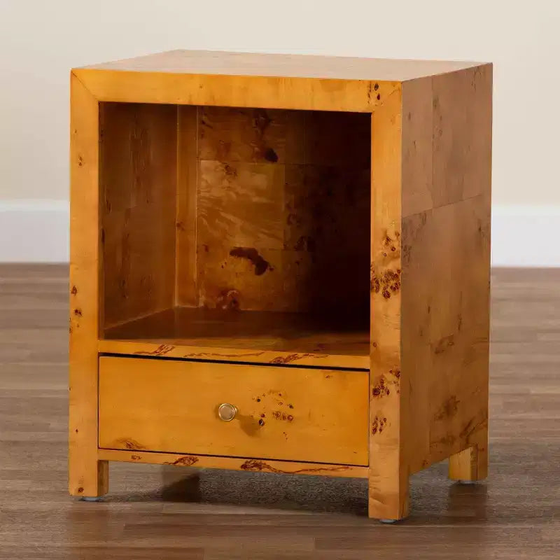 Table de chevet à 1 tiroir Light Mappa Burl bali & pari Camira Wood