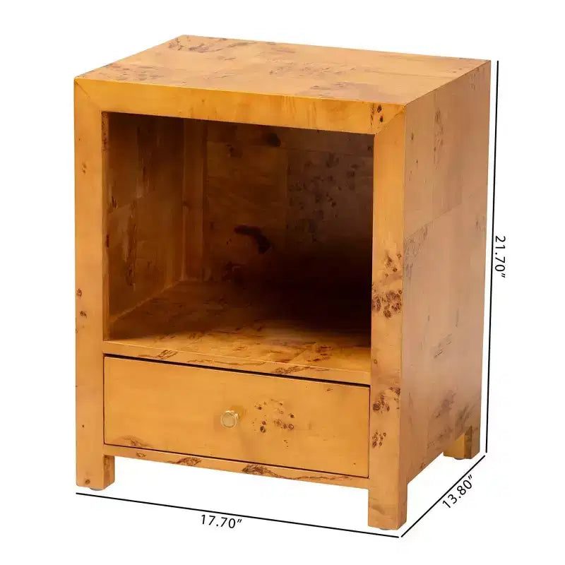 Table de chevet à 1 tiroir Light Mappa Burl bali & pari Camira Wood