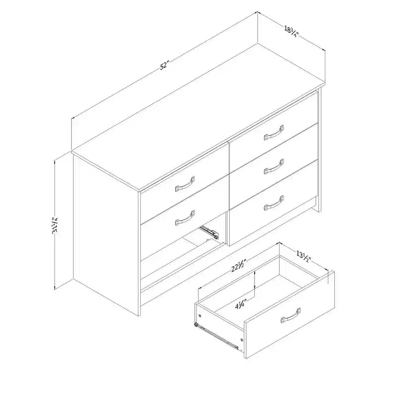 Commode double 6 tiroirs chêne gris Tassio South Shore