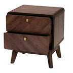 Baxton Studio Markell Table de chevet en bois à 2 tiroirs, brun noyer : Meuble de chevet élégant, panneaux de particules de bois MDF