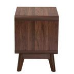 Baxton Studio Markell Table de chevet en bois à 2 tiroirs, brun noyer : Meuble de chevet élégant, panneaux de particules de bois MDF