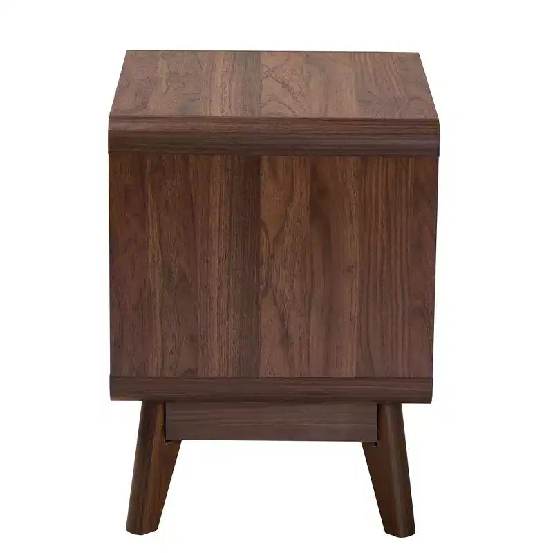 Baxton Studio Markell Table de chevet en bois à 2 tiroirs, brun noyer : Meuble de chevet élégant, panneaux de particules de bois MDF