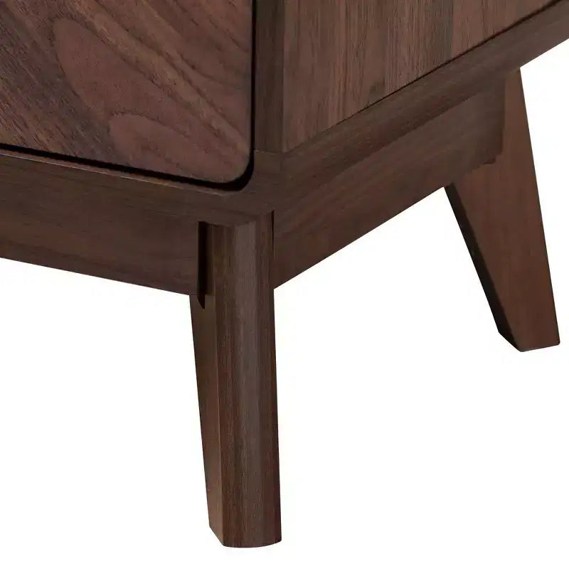 Baxton Studio Markell Table de chevet en bois à 2 tiroirs, brun noyer : Meuble de chevet élégant, panneaux de particules de bois MDF