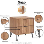 Manhattan Comfort Ensemble de 2 tables de nuit Dumbo à 2 tiroirs marron doré : Meuble de rangement moderne en MDF avec glissières en métal
