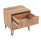 Manhattan Comfort Ensemble de 2 tables de nuit Dumbo à 2 tiroirs marron doré : Meuble de rangement moderne en MDF avec glissières en métal