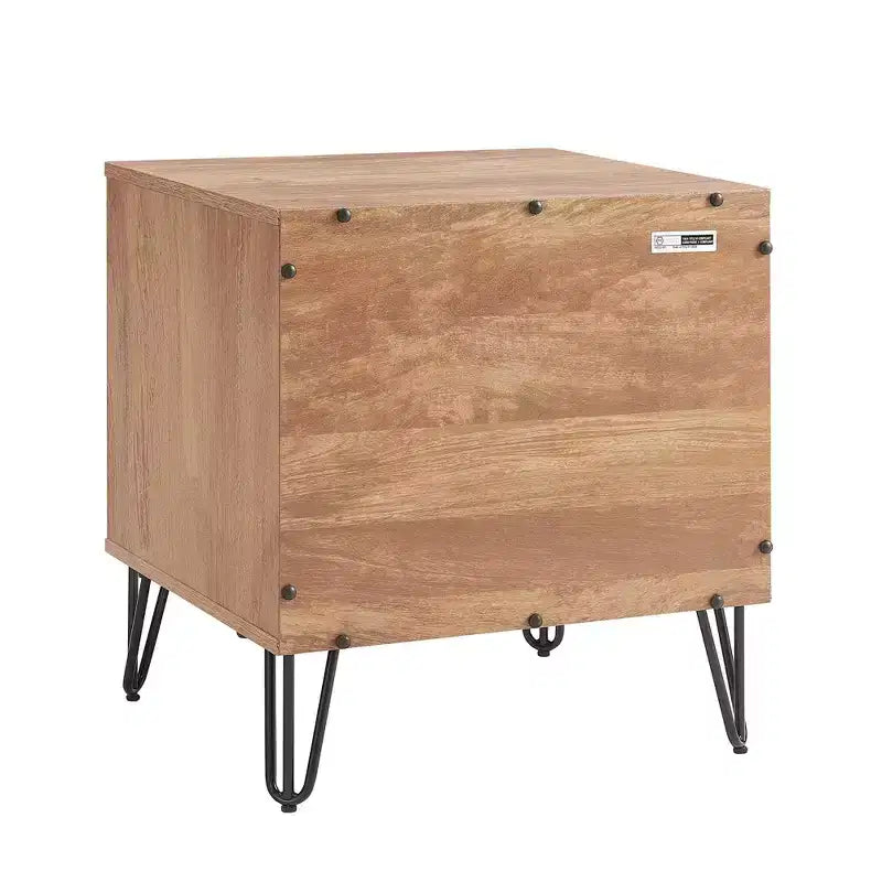 Manhattan Comfort Ensemble de 2 tables de nuit Dumbo à 2 tiroirs marron doré : Meuble de rangement moderne en MDF avec glissières en métal
