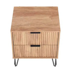 Manhattan Comfort Ensemble de 2 tables de nuit Dumbo à 2 tiroirs marron doré : Meuble de rangement moderne en MDF avec glissières en métal