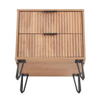 Manhattan Comfort Ensemble de 2 tables de nuit Dumbo à 2 tiroirs marron doré : Meuble de rangement moderne en MDF avec glissières en métal