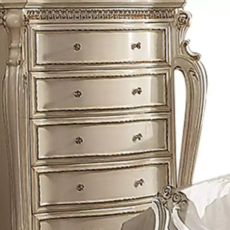 Commode Picardy 46 po Perle antique - Acme Furniture : style européen, 5 tiroirs, aucun assemblage requis
