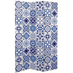 Séparateur de pièce en toile à carreaux double face 6 po Oriental Furniture bleu : Paravent intérieur, aucun assemblage requis