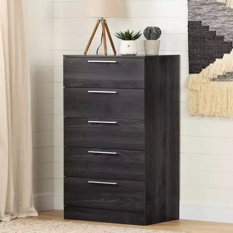 Commode de rangement à 5 tiroirs South Shore Versa chêne vieilli : cadre en panneau de particules, conforme aux normes de sécurité ASTM
