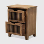 Baxton Studio Clement Table de chevet à 2 tiroirs en bois avec pieds fuseaux Marron : Table de chevet moderne, cadre en sapin et MDF, aucun assemblage requis