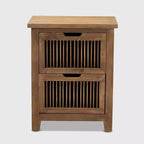 Baxton Studio Clement Table de chevet à 2 tiroirs en bois avec pieds fuseaux Marron : Table de chevet moderne, cadre en sapin et MDF, aucun assemblage requis