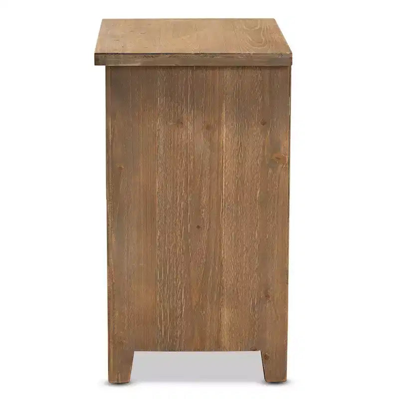 Baxton Studio Clement Table de chevet à 2 tiroirs en bois avec pieds fuseaux Marron : Table de chevet moderne, cadre en sapin et MDF, aucun assemblage requis