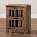 Baxton Studio Clement Table de chevet à 2 tiroirs en bois avec pieds fuseaux Marron : Table de chevet moderne, cadre en sapin et MDF, aucun assemblage requis