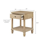 Table de chevet Victoria Natural : Madison Park, cadre en bois d'hévéa, surface en placage de bois, style de transition