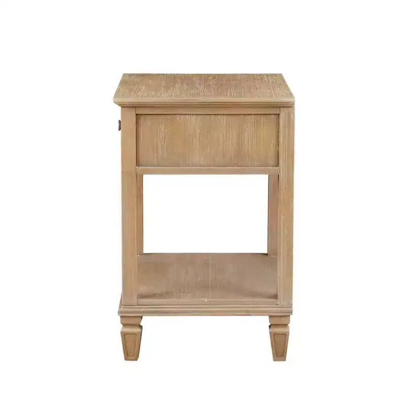 Table de chevet Victoria Natural : Madison Park, cadre en bois d'hévéa, surface en placage de bois, style de transition