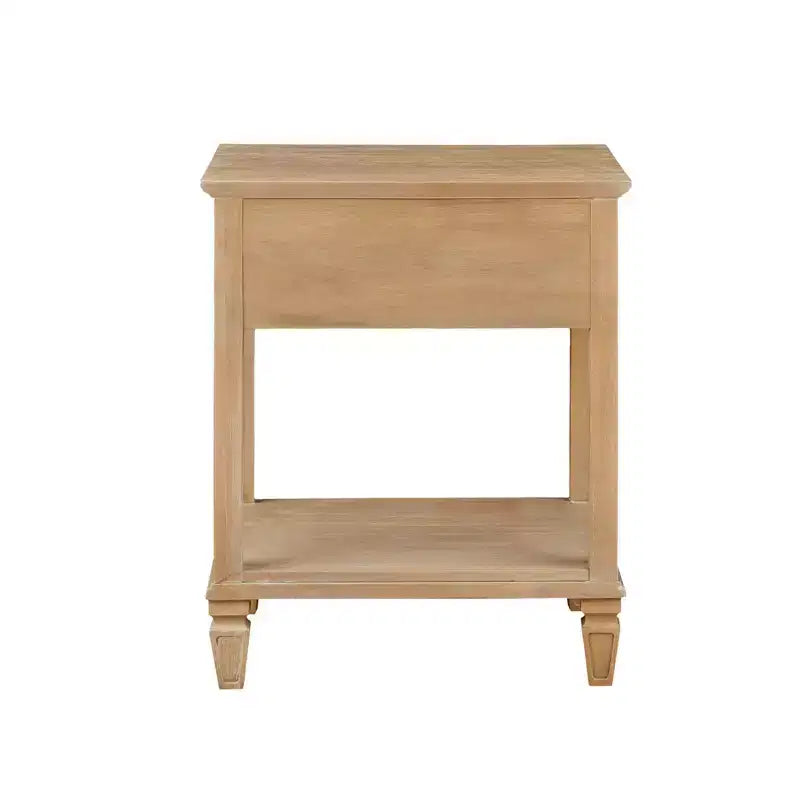 Table de chevet Victoria Natural : Madison Park, cadre en bois d'hévéa, surface en placage de bois, style de transition