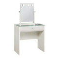 24/7 Shop At Home Frosthaven Makeup Vanity Table with Adjustable Mirror Set Luminous White: Integrated LED, Modern Design, 1 Drawer Storage