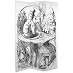 Séparateur de pièce en toile double face Alice au pays des merveilles de 71 po (blanc) - Oriental Furniture : Paravent pliable et ajustable